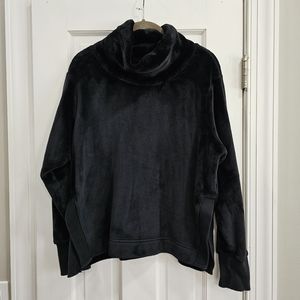 🖤 Athleta Sweater Sweatshirt Faux Fur Women Large Black Turtleneck Pullover M